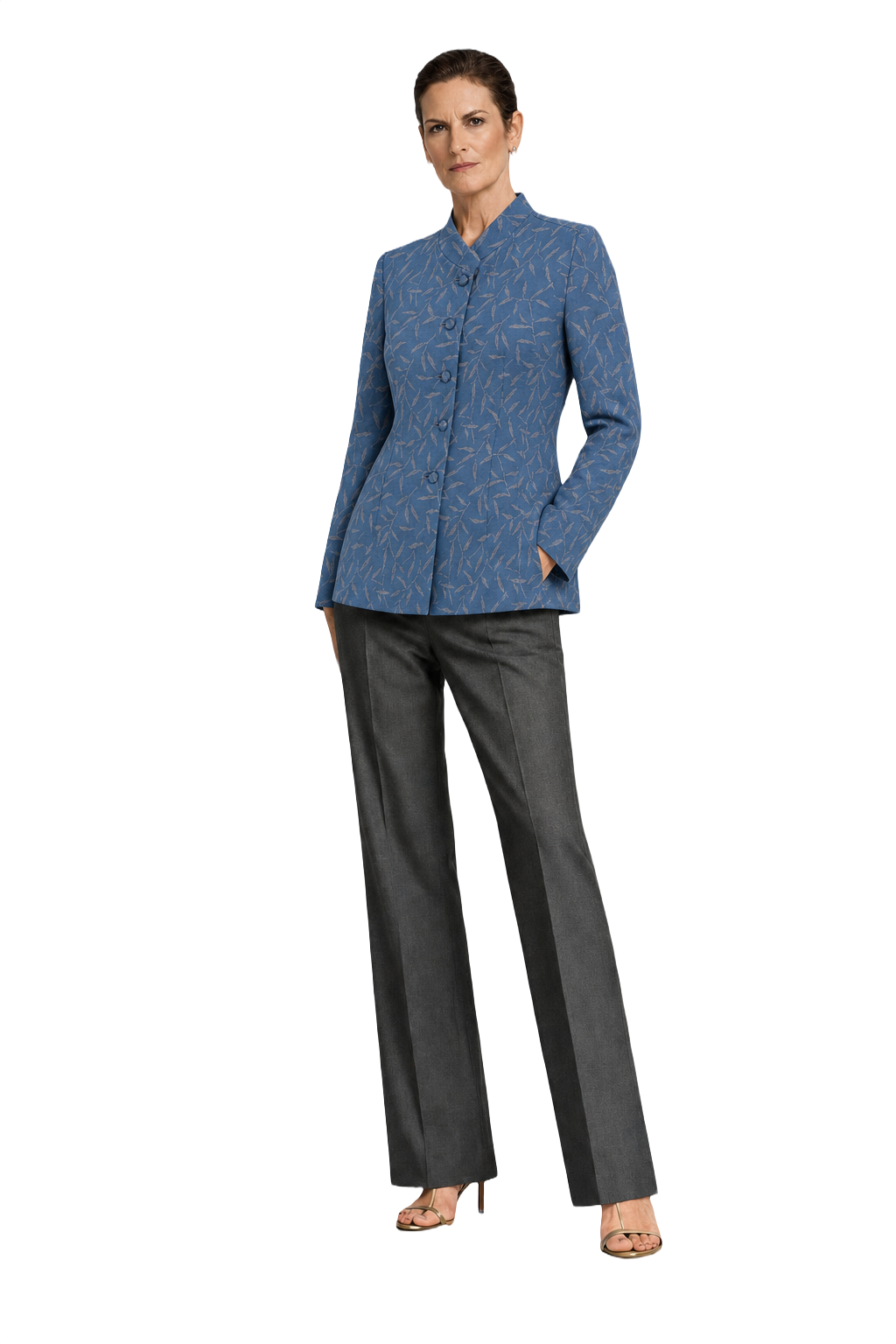 1990s Blue Wool Blend Blazer - Model