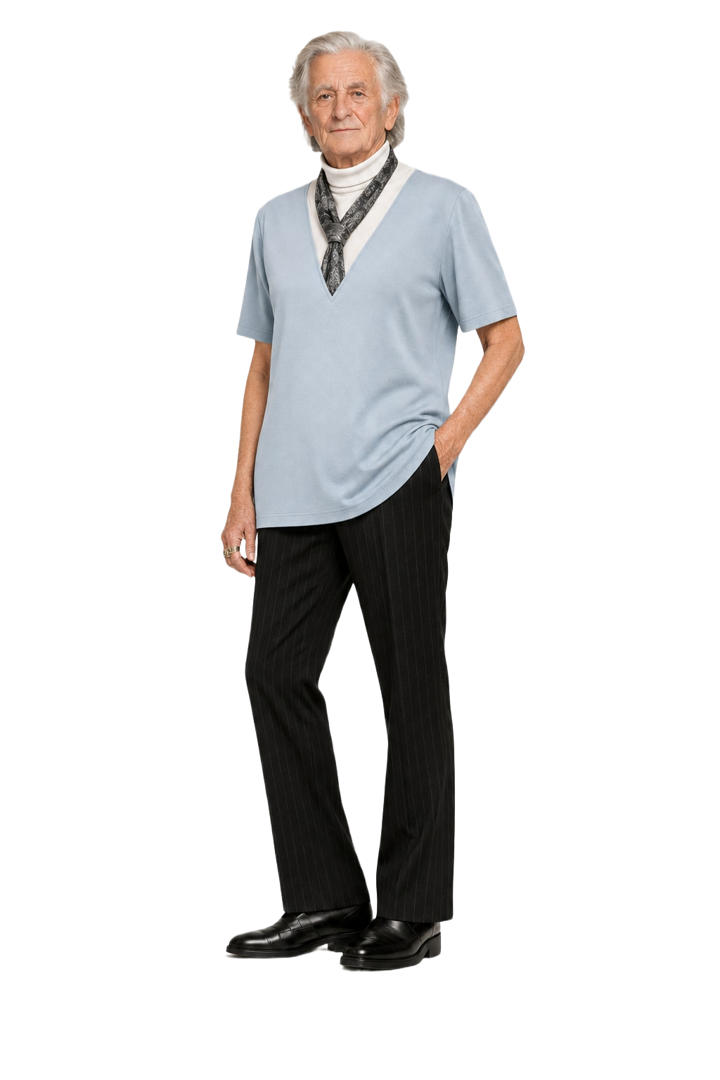 1980s Light Blue Cotton Blend Shirt - Model