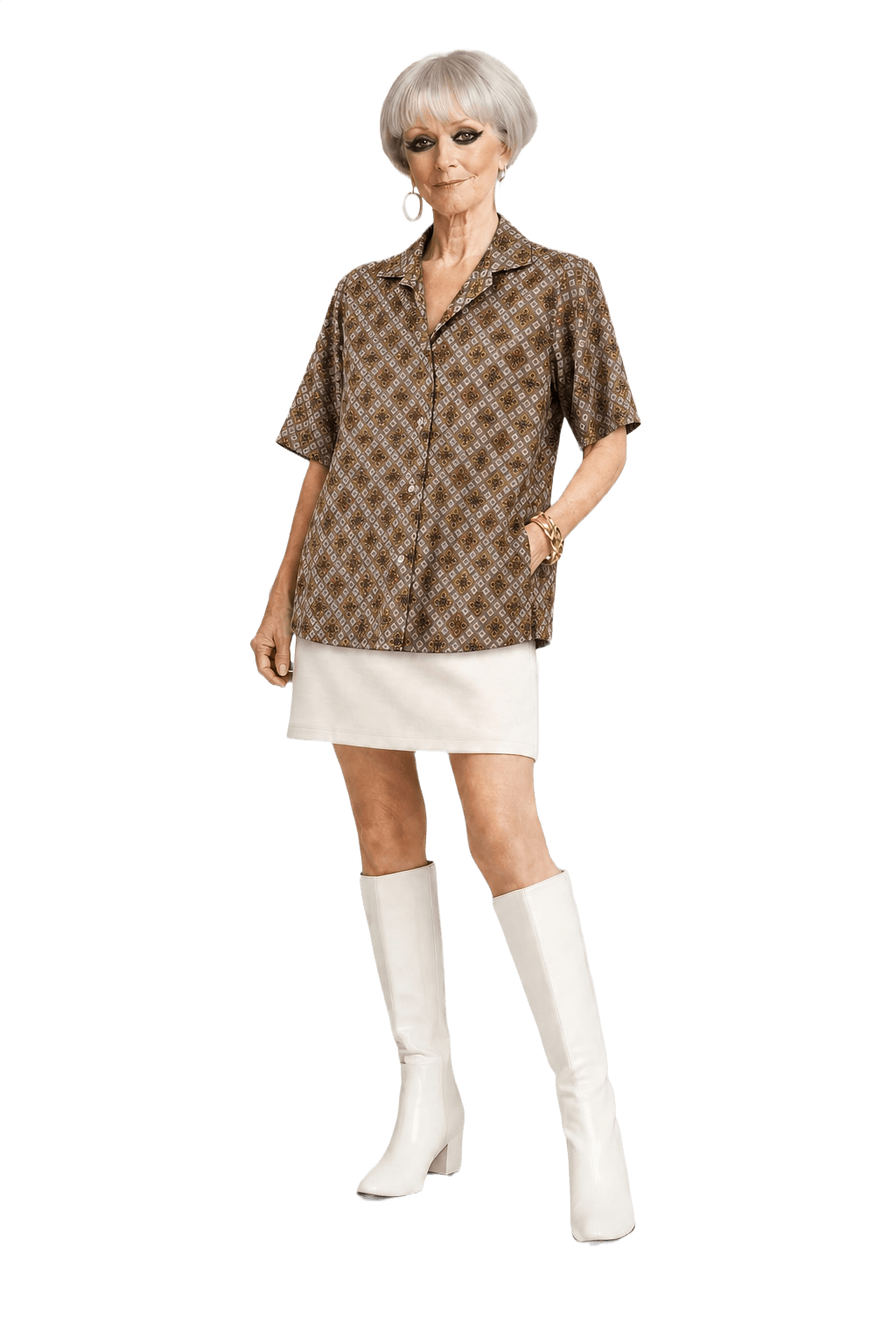 1950s Brown Cotton Blouse - Model