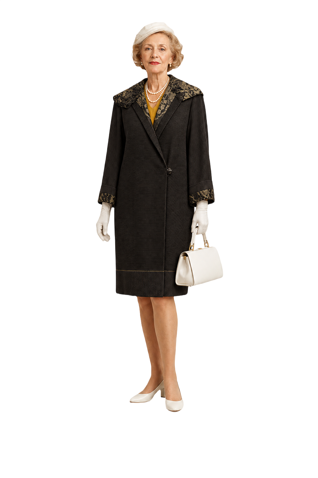 1950s Dark Olive Wool Coat - Model