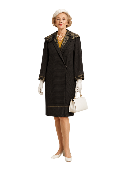 1950s Dark Olive Wool Coat - Model