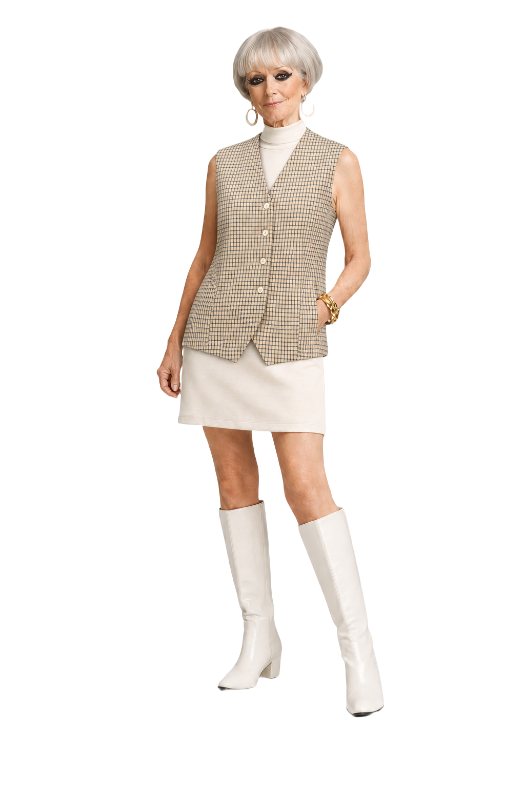 1960s Beige Wool Blend Vest - Model