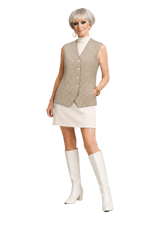 1960s Beige Wool Blend Vest - Model