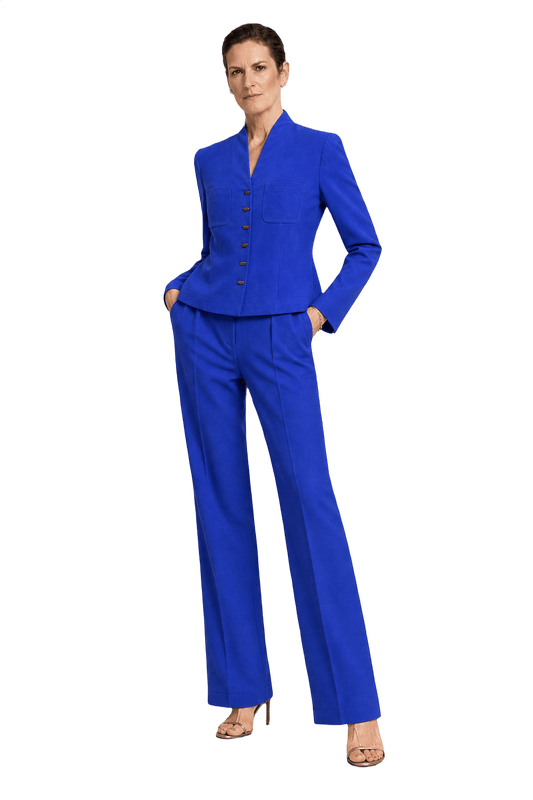1990s Cobalt Blue Suede 2-Piece Suit - Model