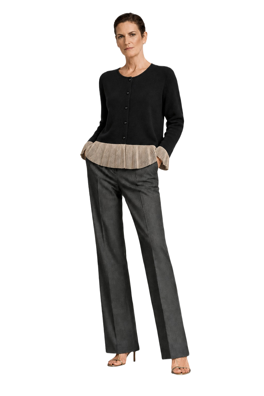 1990s Black Wool Blend Cardigan - Model