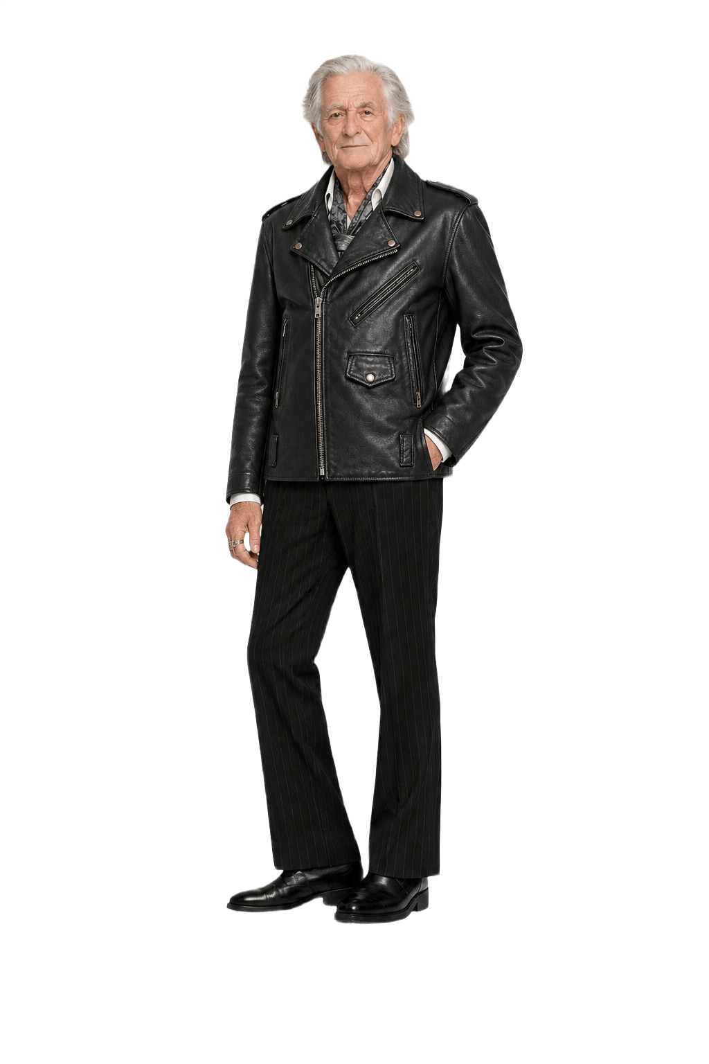 1970s Black Leather Mens Leather Jacket - Model