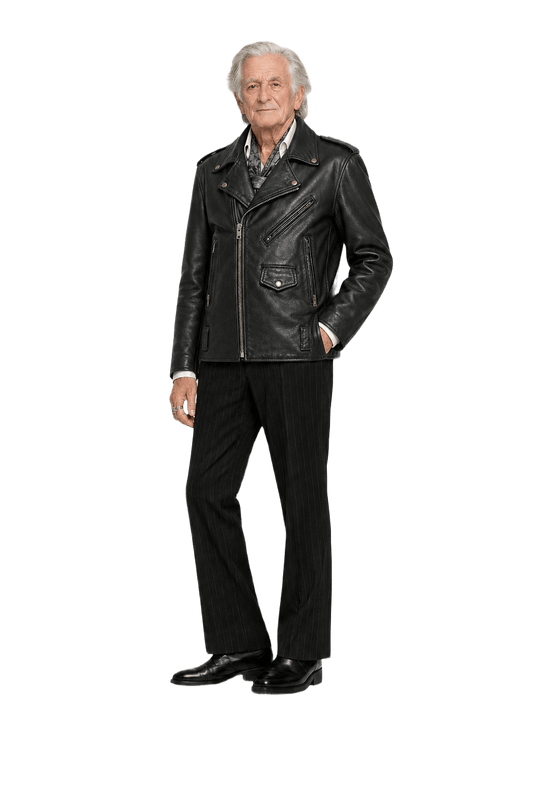 1970s Black Leather Mens Leather Jacket - Model