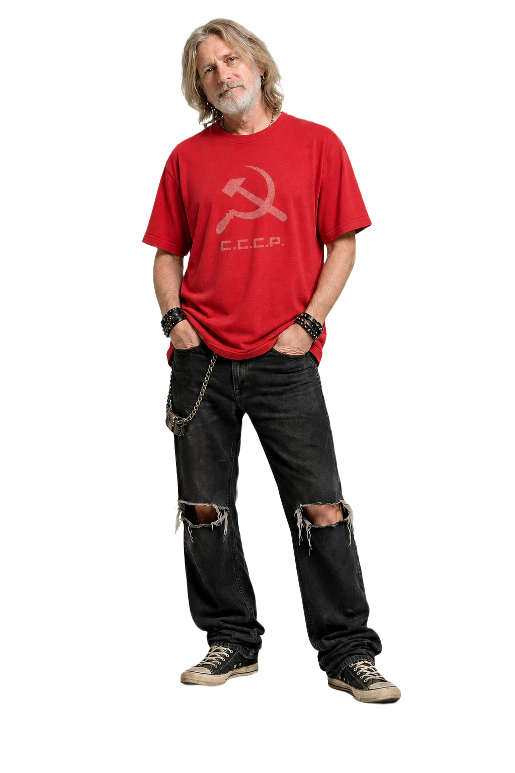 1990s Red Cotton T-Shirt - Model