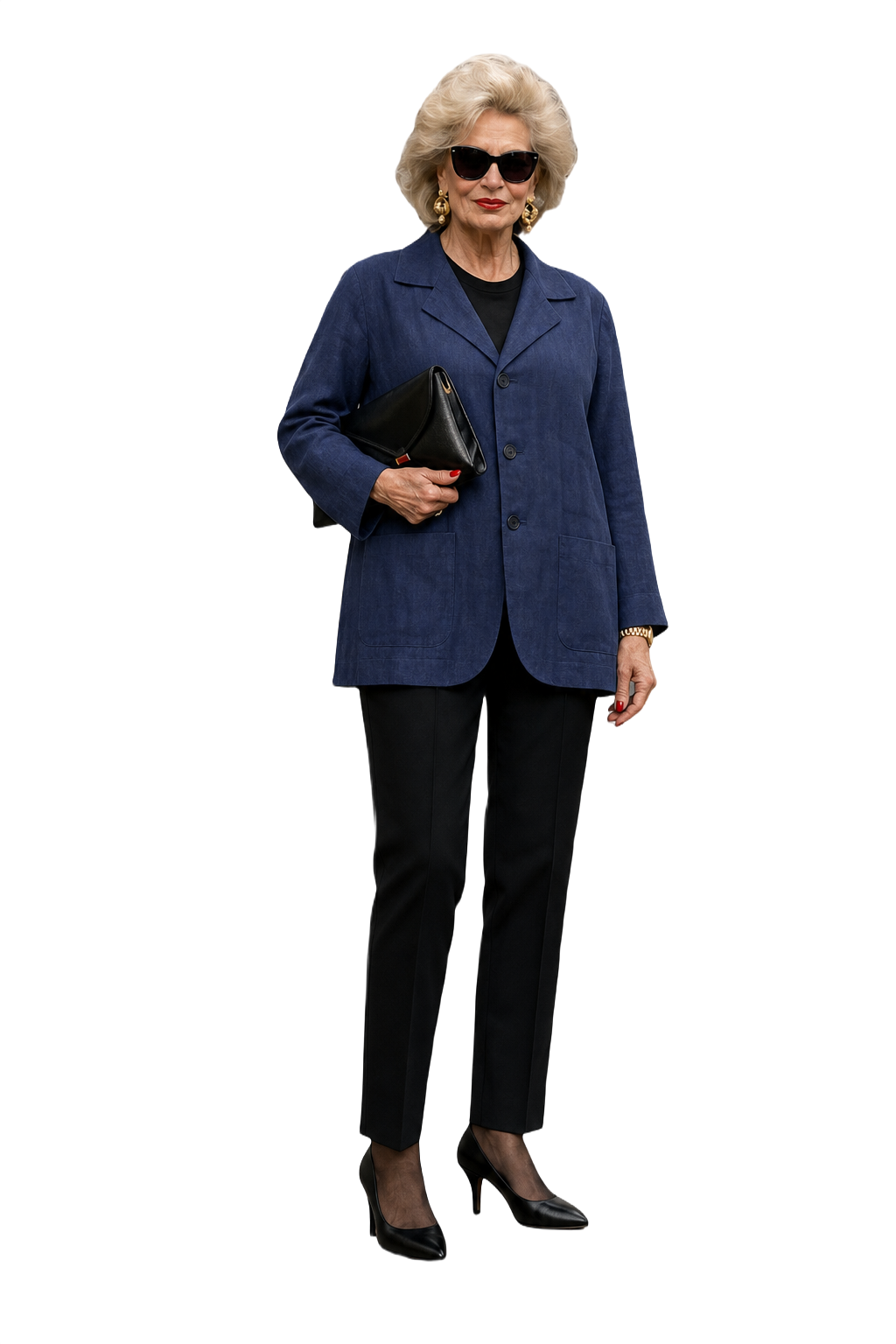 1980s Navy Blue Linen Jacket - Model