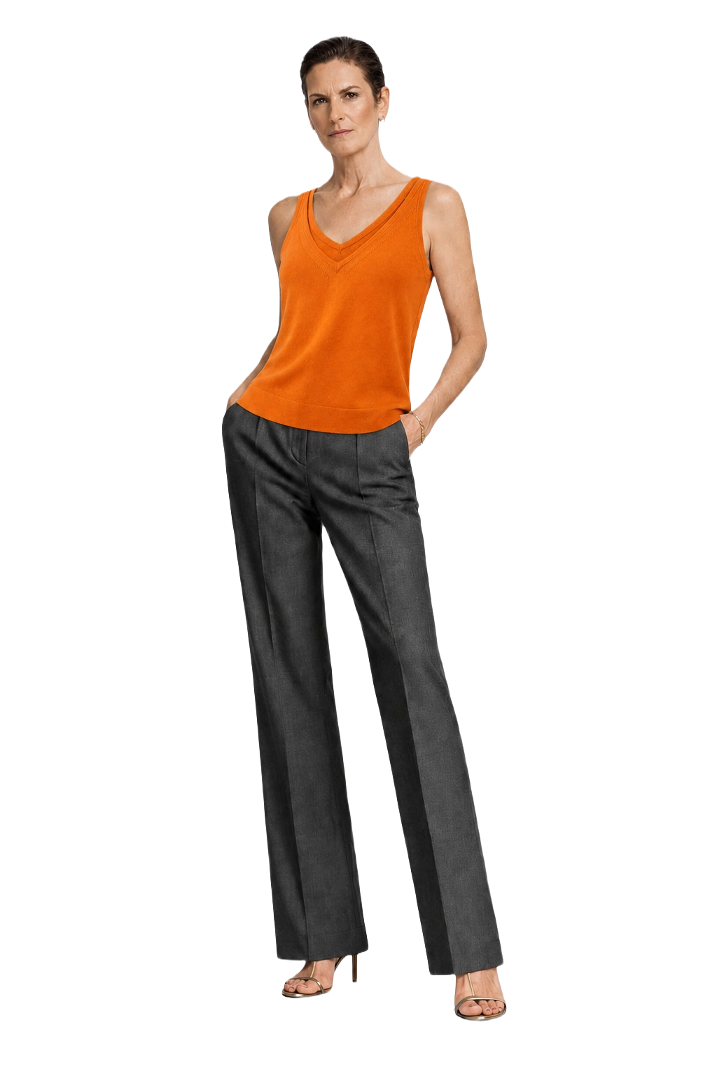 1990s Orange Cotton Tank Top - Model