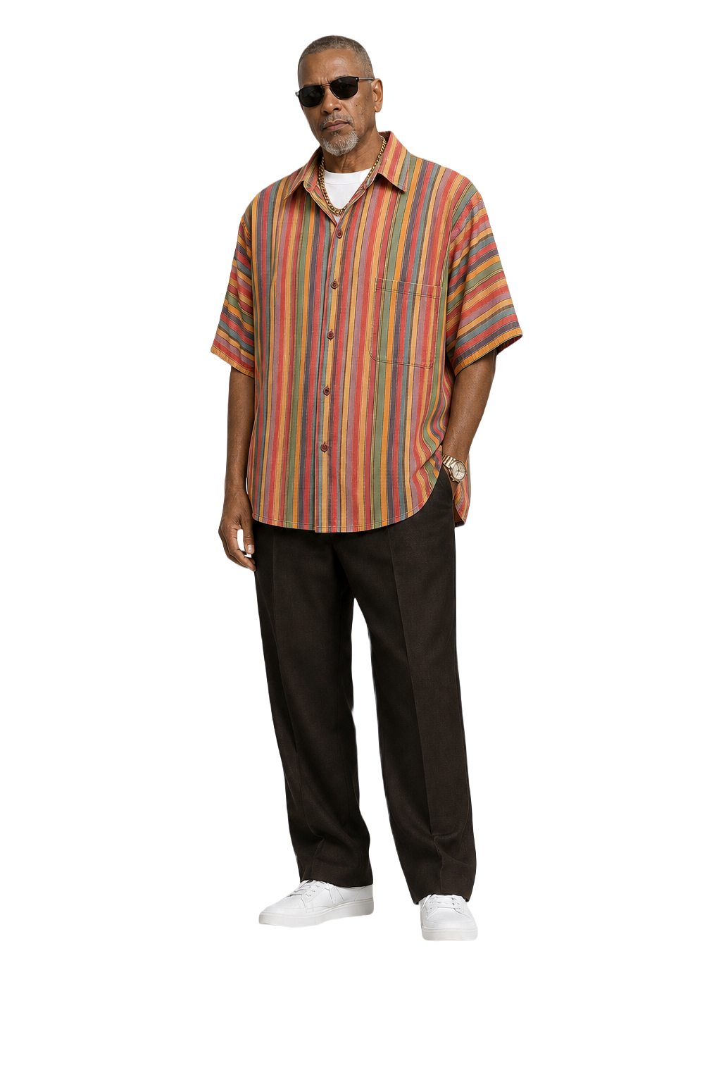 1990s Multicolor Cotton Shirt - Model