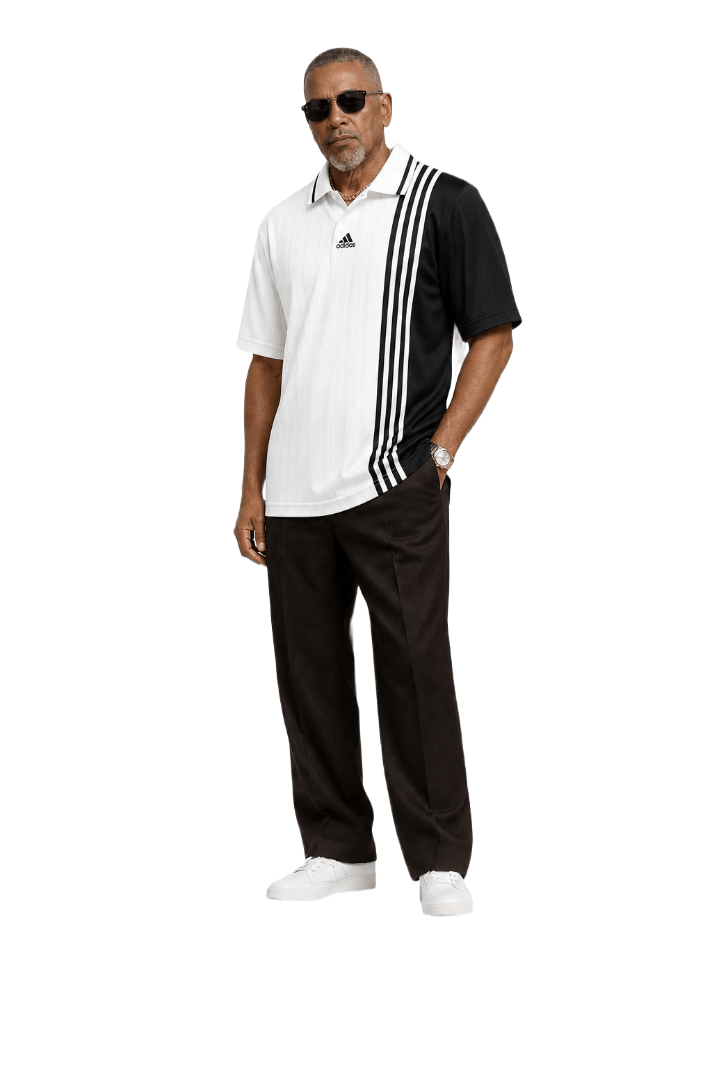 1990s White Polyester Polo - Model