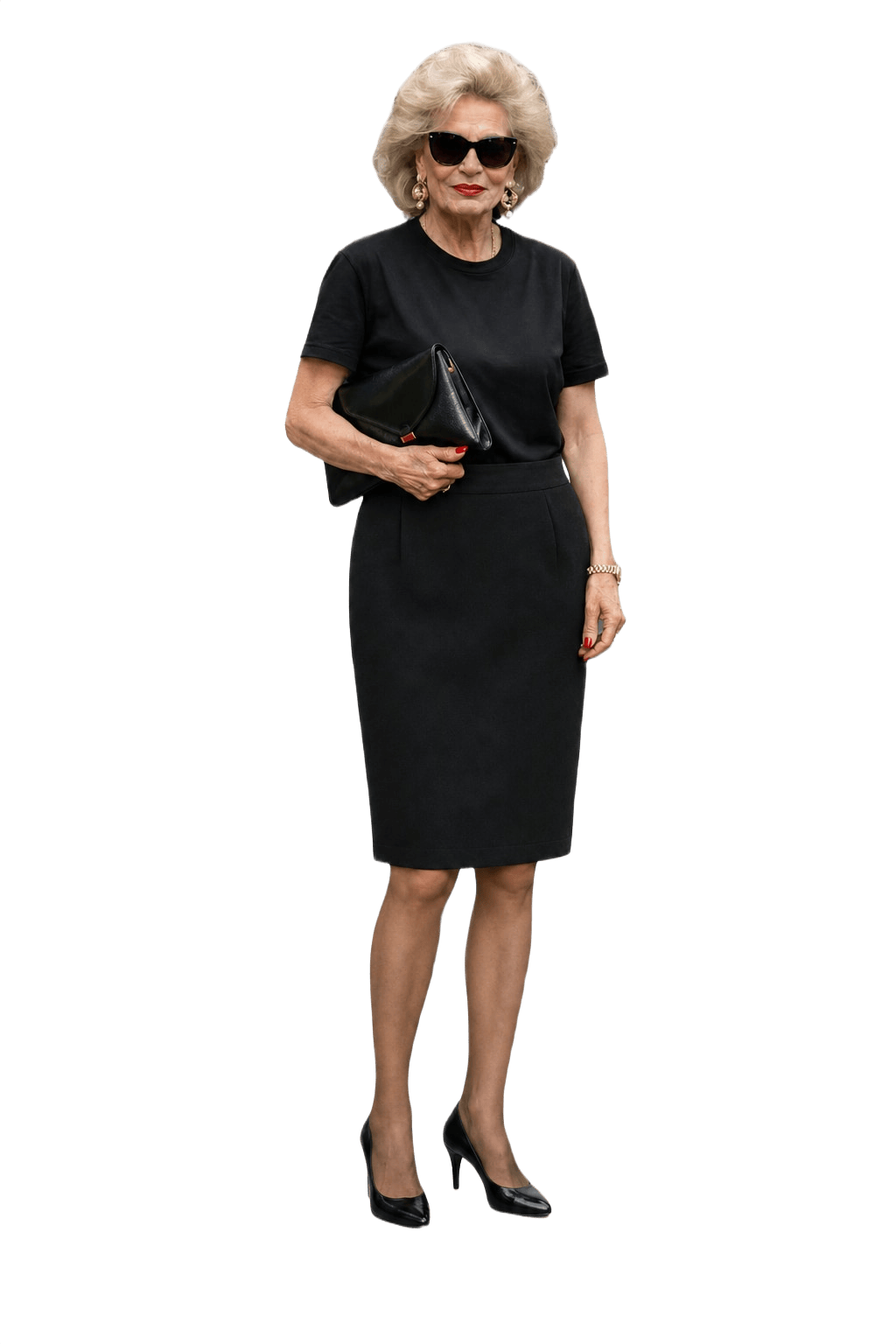 1980s Black Wool Skirt - Model
