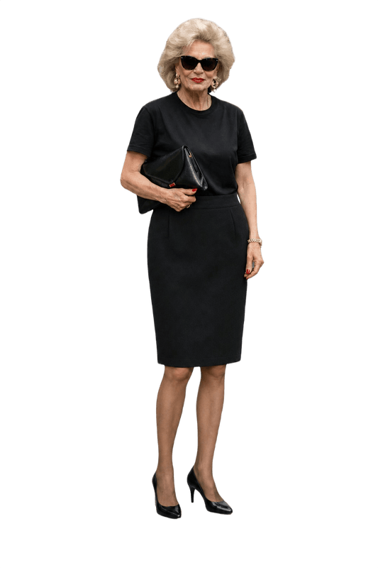 1980s Black Wool Skirt - Model