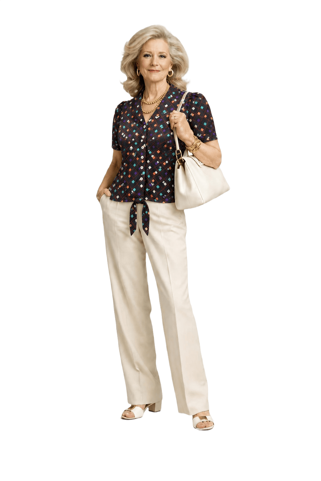 1970s Black Polyester Blouse - Model