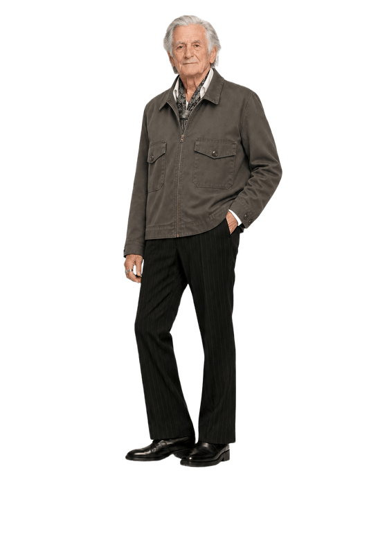 1970s Dark Olive Green Cotton Blend Jacket - Model
