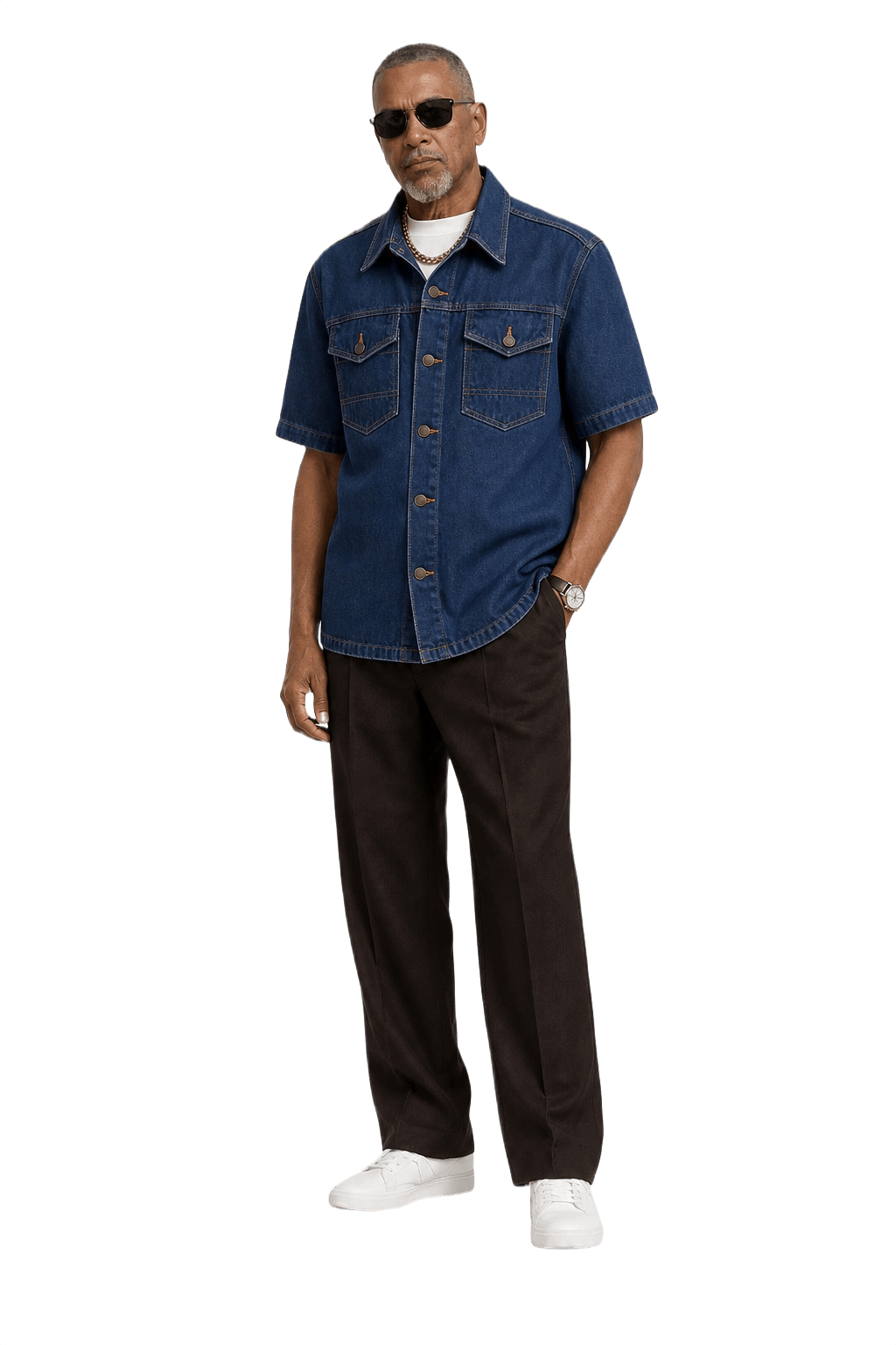 1990s Blue Denim Shirt - Model