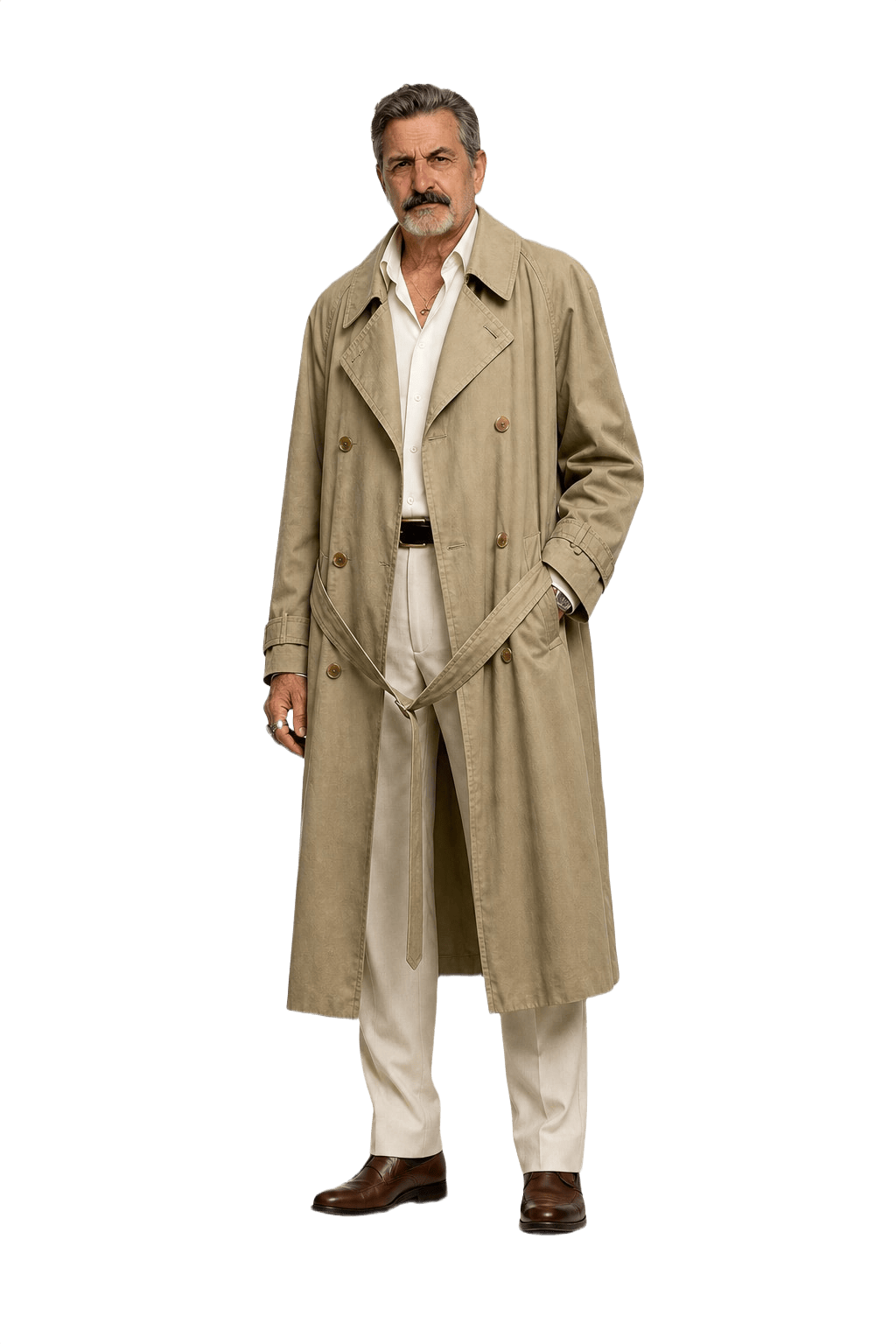 1980s Classic Tan Cotton Trench Coat - Model