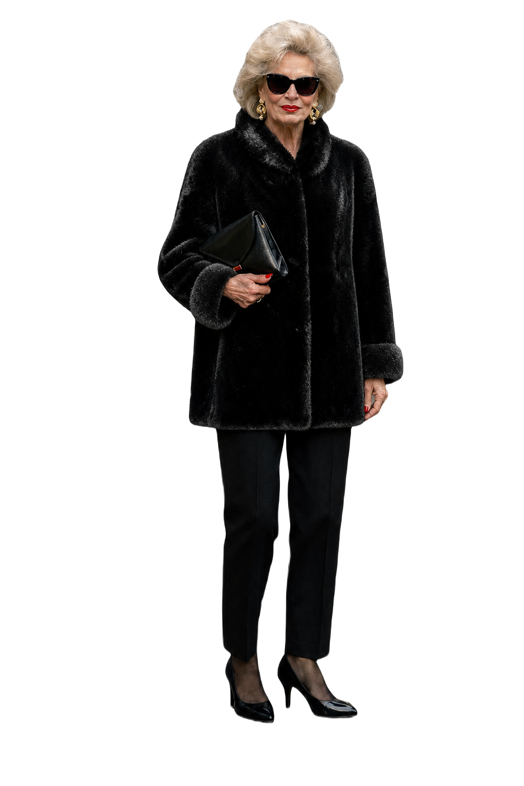 1980s Black Fur Coat - Model