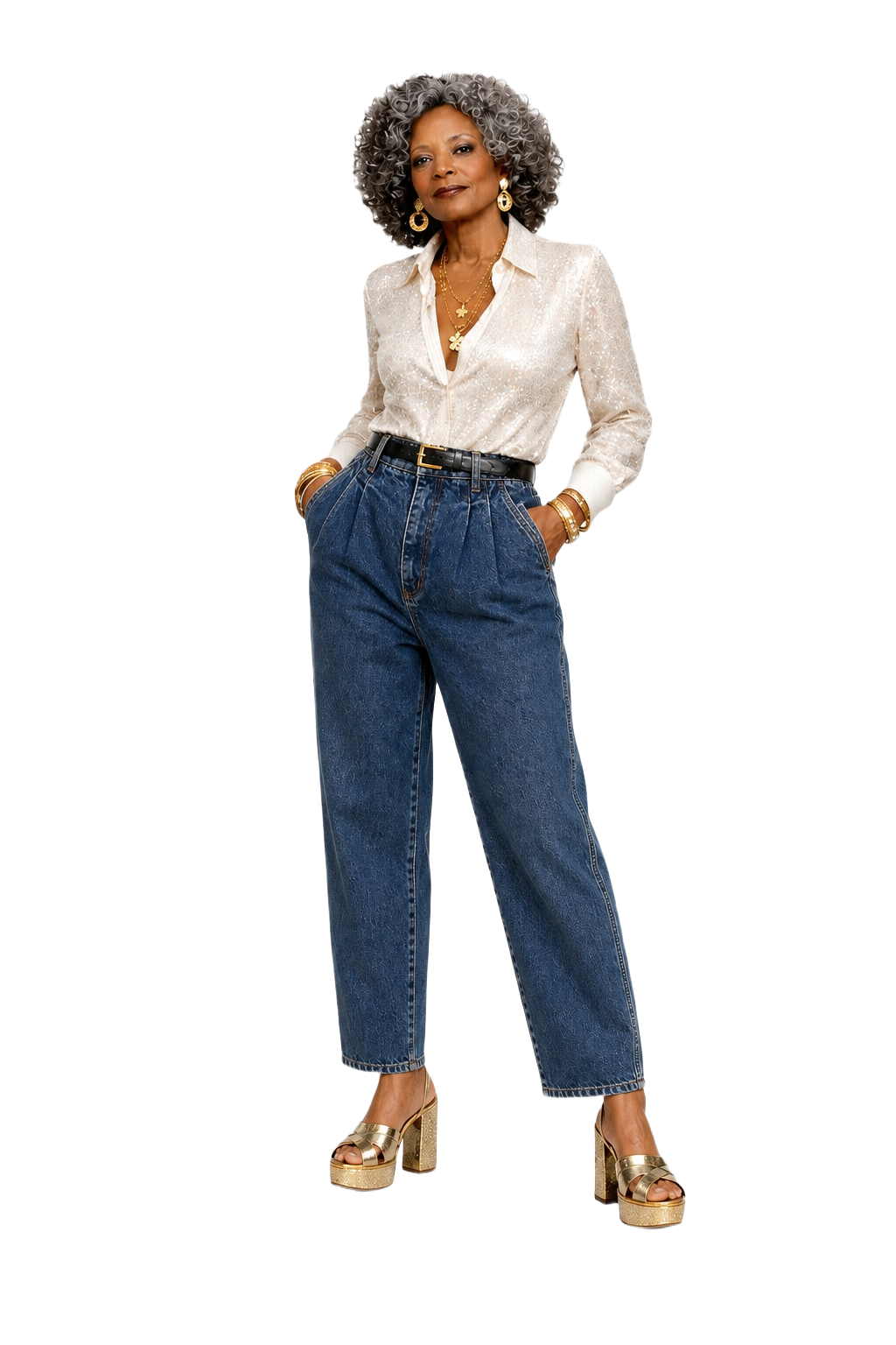 1980s Blue Denim Jeans - Model