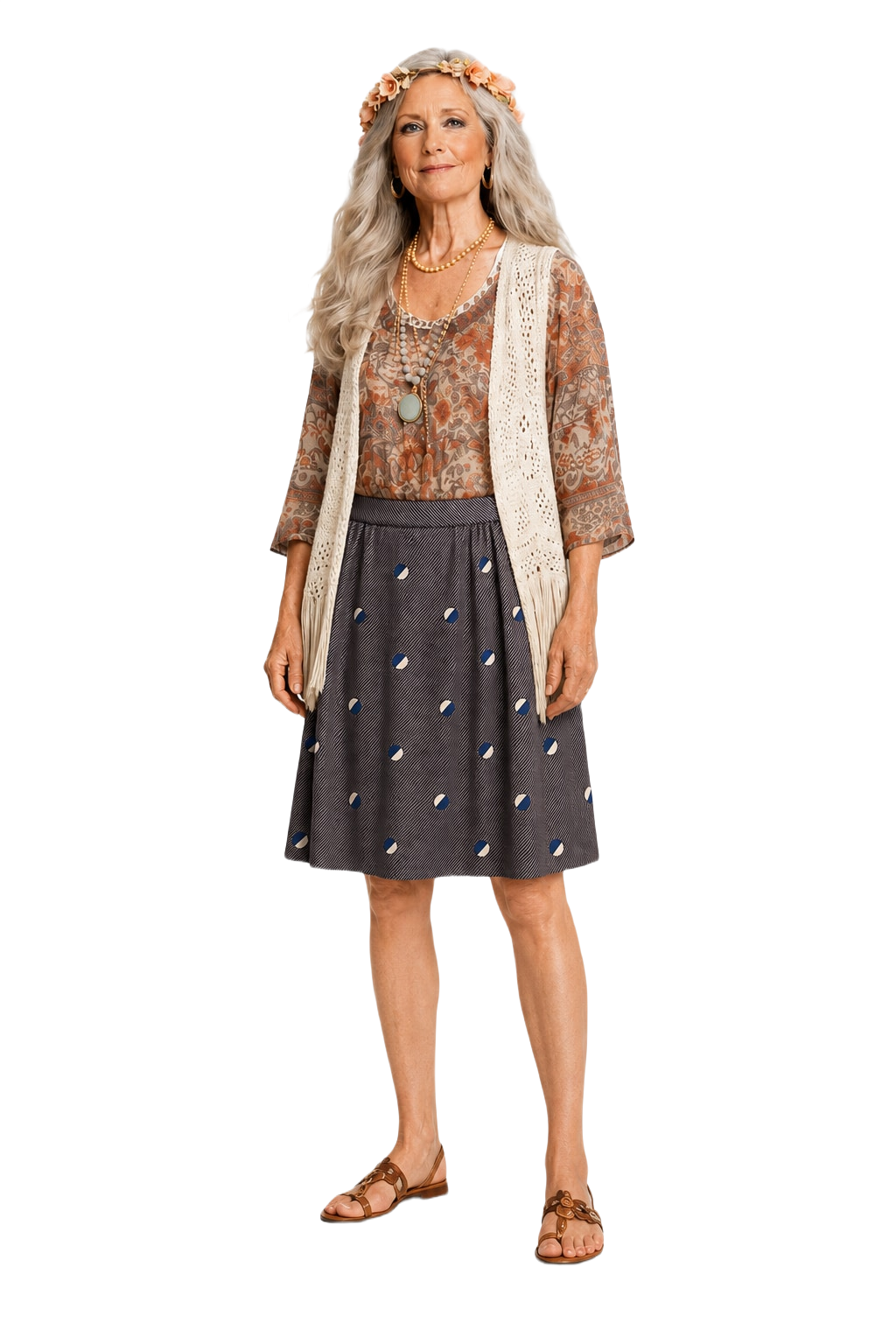 1970s Dark Gray Polyester Skirt - Model