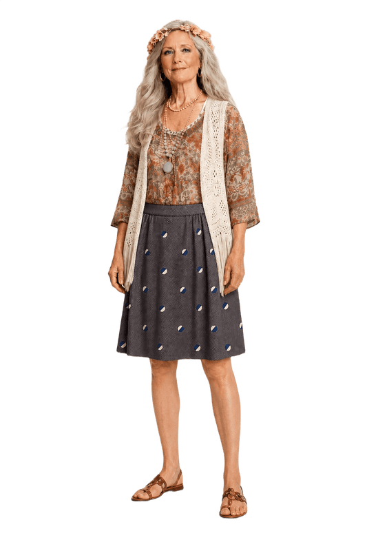 1970s Dark Gray Polyester Skirt - Model