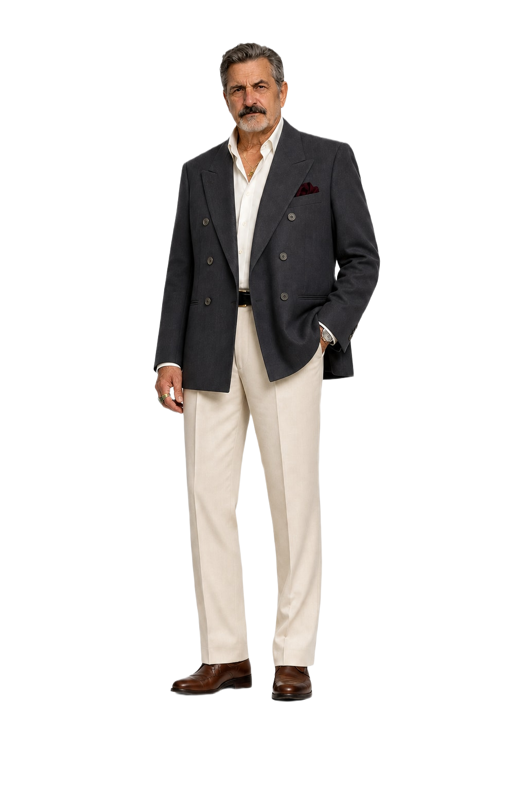1980s Dark Navy Blue Wool Blazer - Model