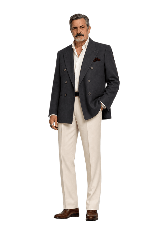 1980s Dark Navy Blue Wool Blazer - Model