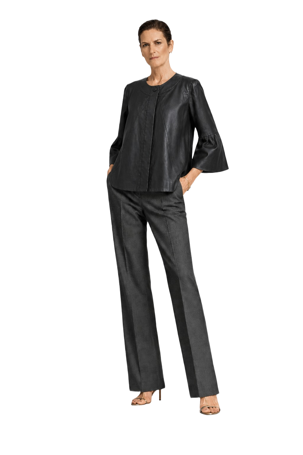 1990s Black Satin Jacket - Model