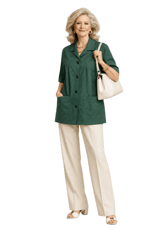 1970s Green Cotton Jacket - Model