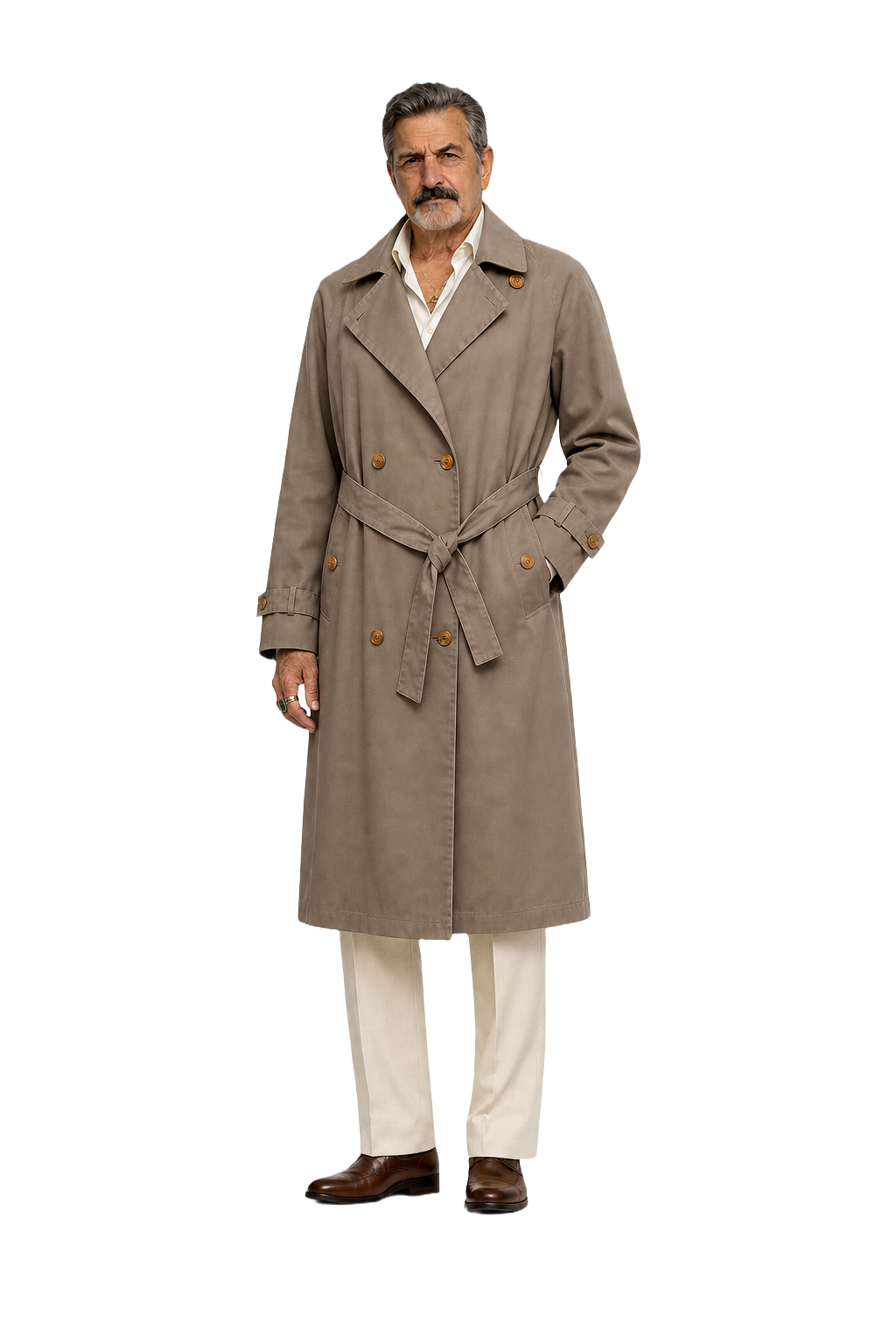 1980s Beige Cotton Blend Coat - Model