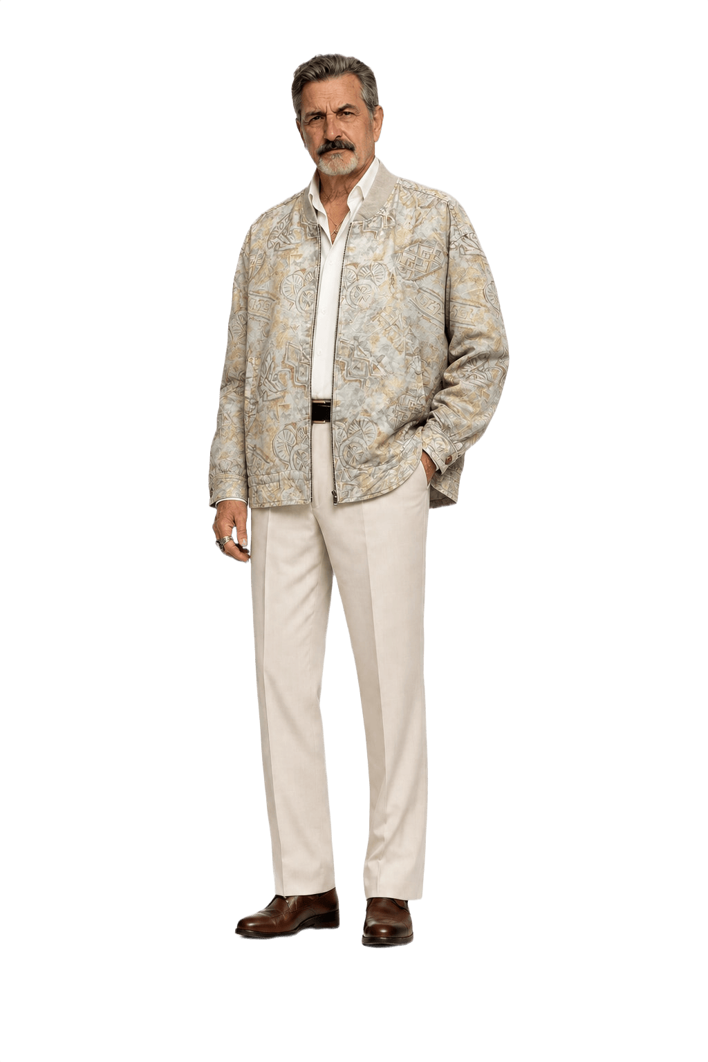 1980s Cream Cotton Blend Jacket - Model