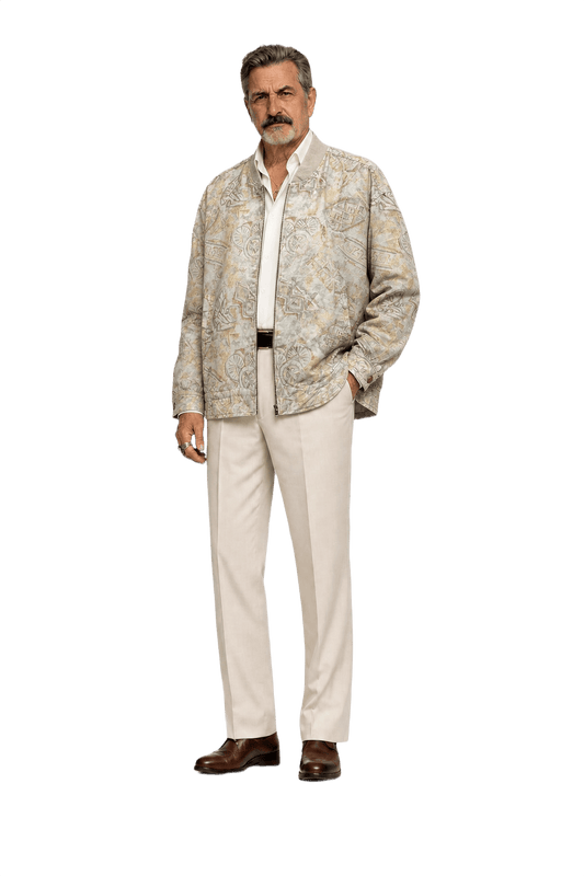 1980s Cream Cotton Blend Jacket - Model