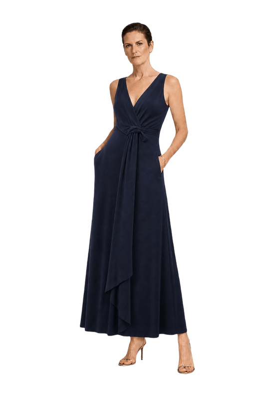1990s Navy Cotton Blend Dress - Model