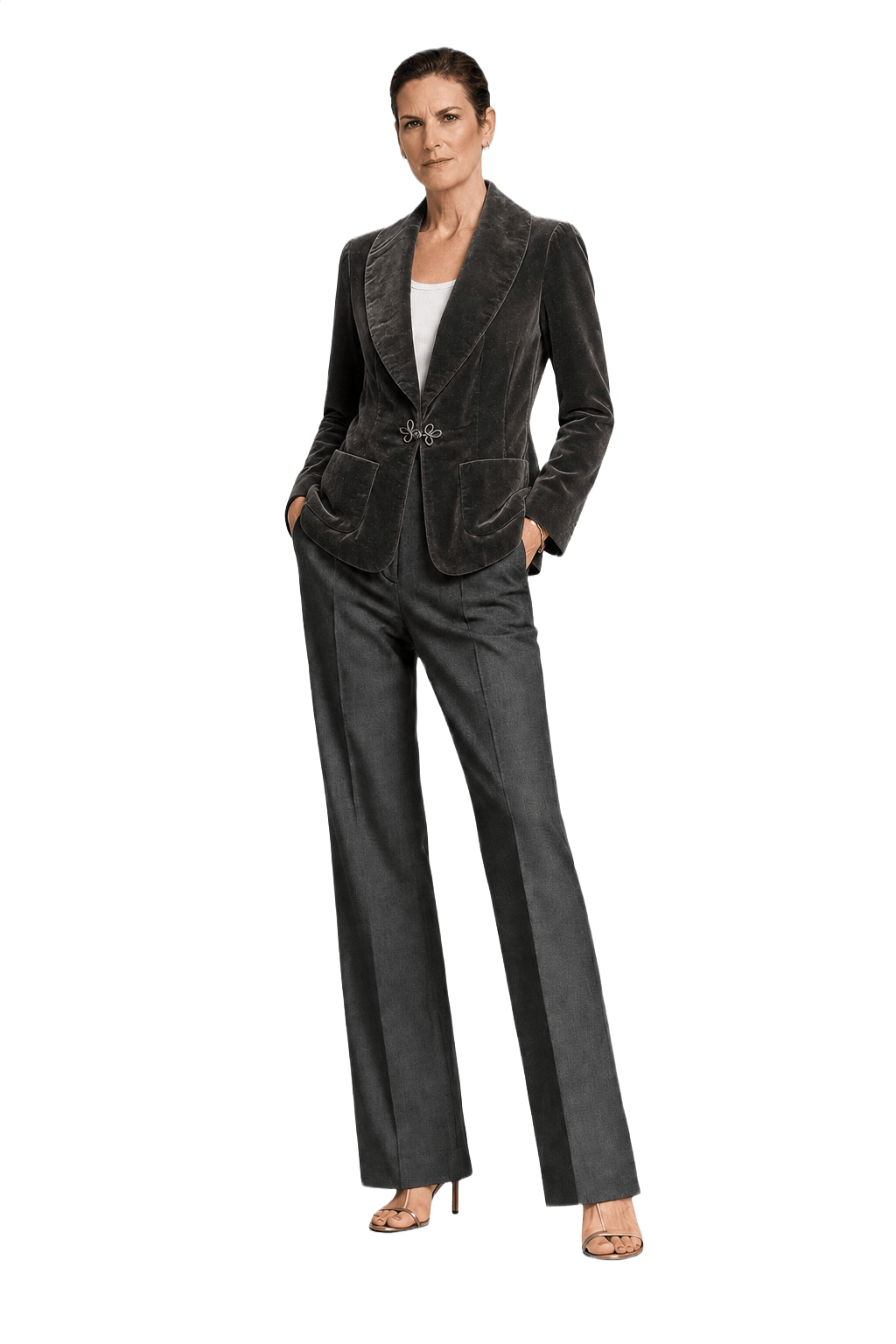 1990s Black Velvet Jacket - Model