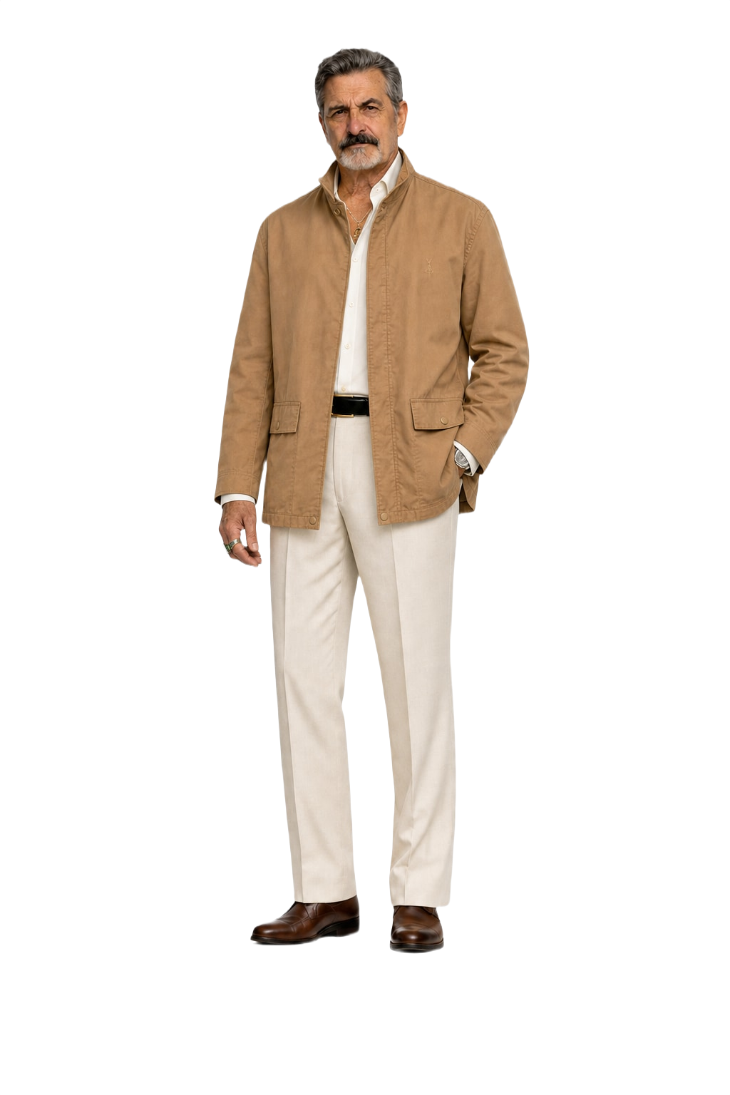 1980s Tan Cotton Blend Jacket - Model