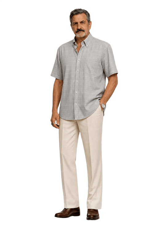 1980s Light Grey Cotton Shirt - Model
