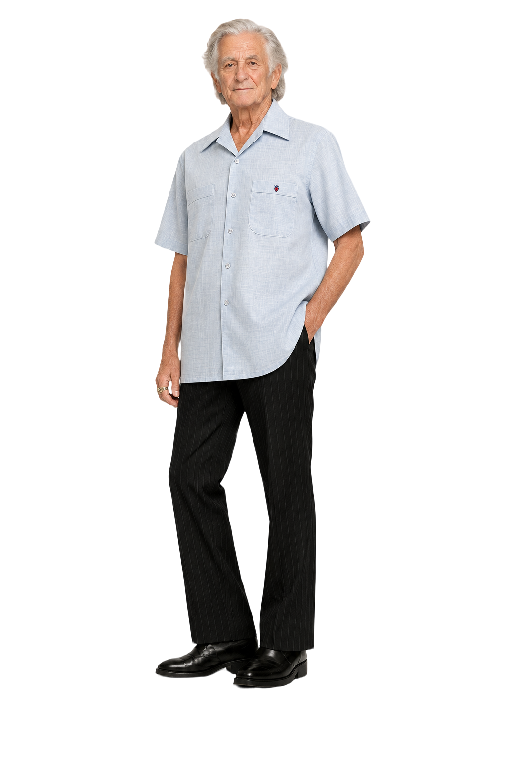 1970s Light Blue Cotton Shirt - Model