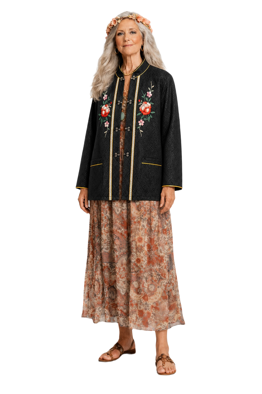1970s Black Silk Jacket - Model