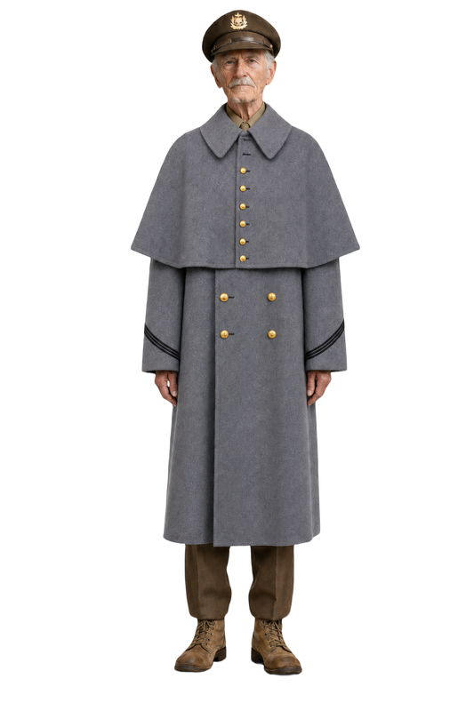 1940s Grey Wool Coat - Model