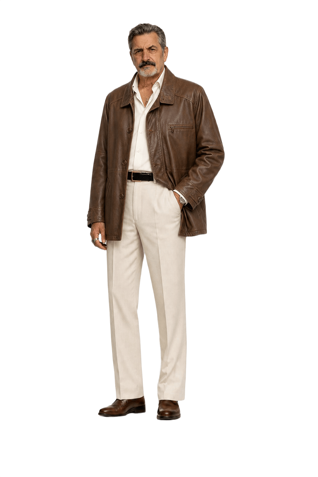 1990s Brown Leather Coat - Model