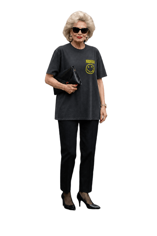 1990s Black Cotton T-Shirt - Model