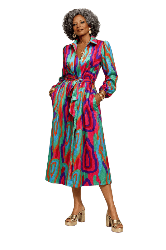 1980s Multi-Color Polyester Robe - Model