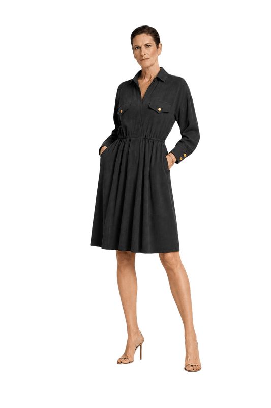 1990s Black Silk Dress - Model