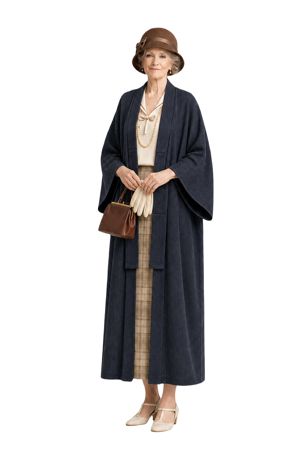 1930s Indigo Cotton Kimono - Model