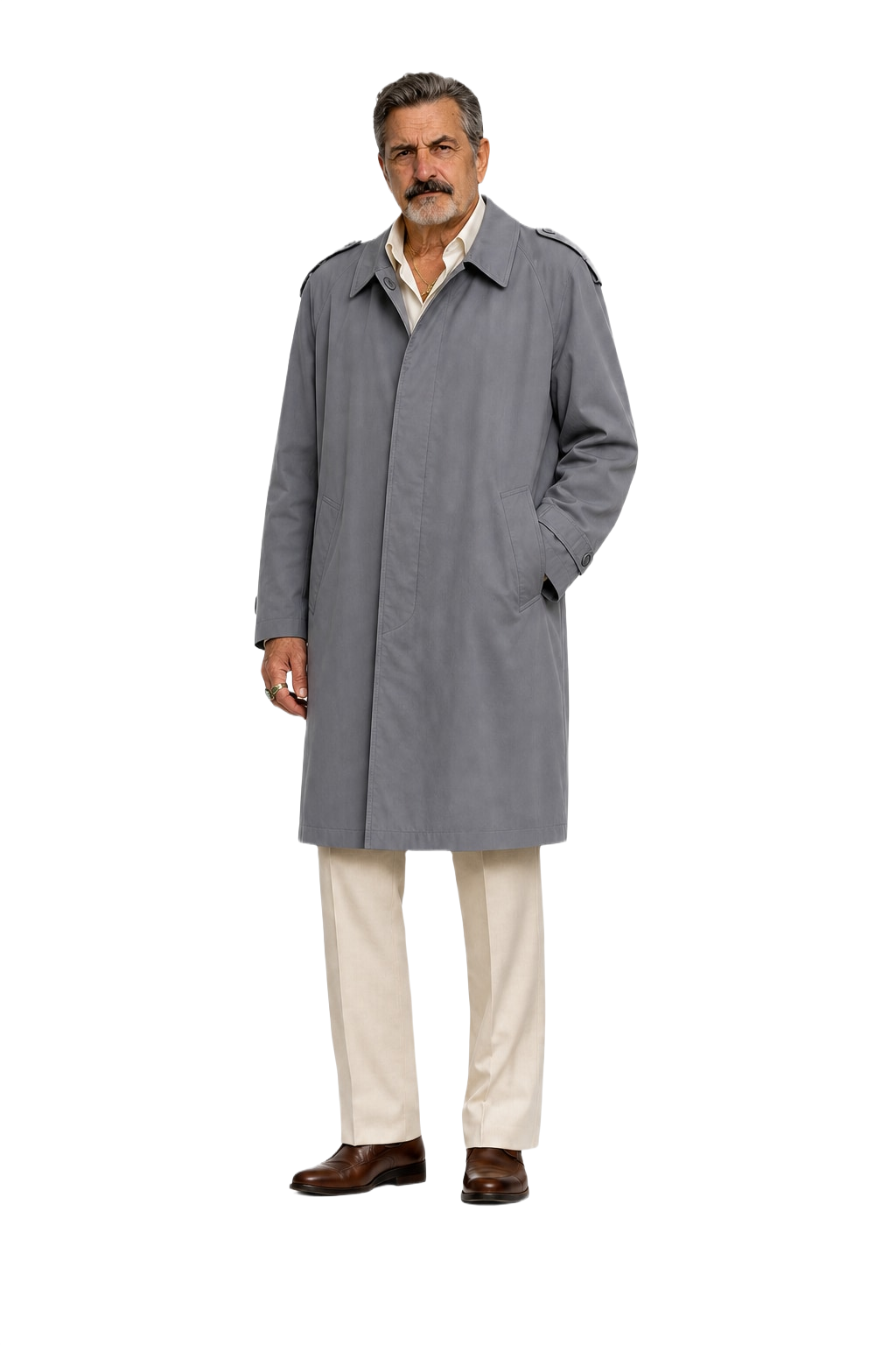 1980s Grey Cotton Trench Coat - Model