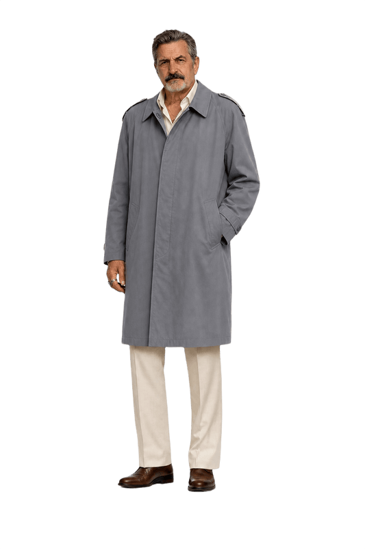 1980s Grey Cotton Trench Coat - Model