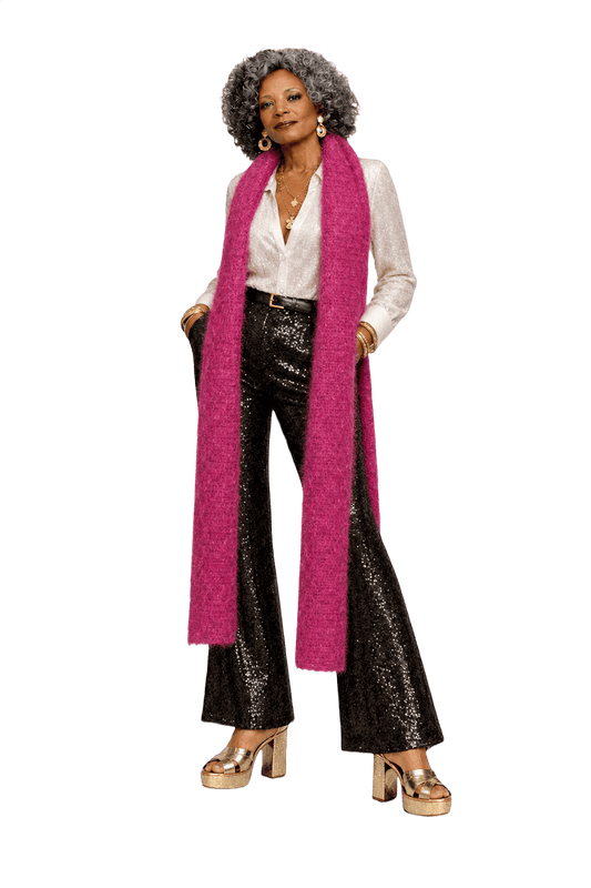 1980s Fuchsia Synthetic Fiber Scarf - Model