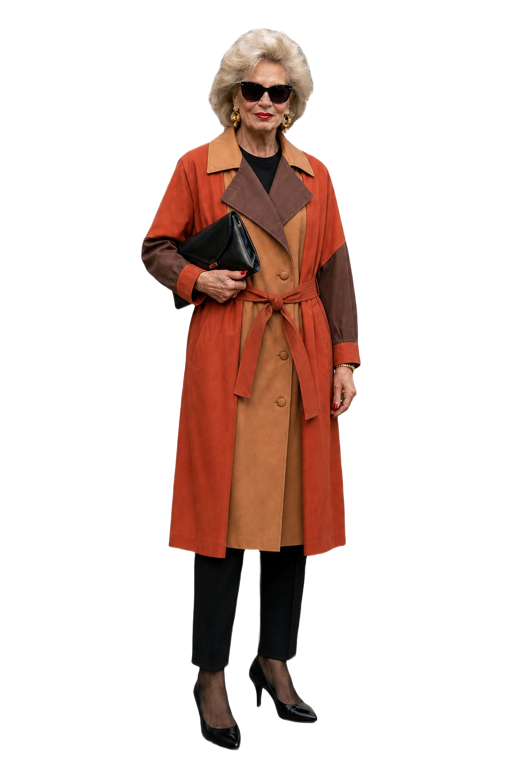 1980s Rust Cotton Trench Coat - Model