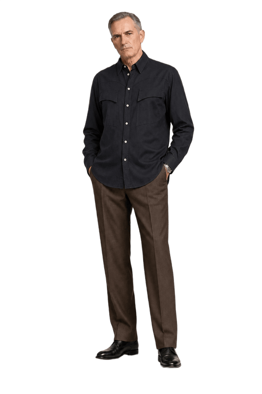 1990s Black Cotton Blend Button-Down Shirt - Model